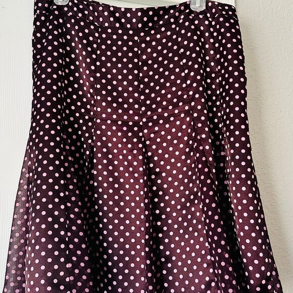 Requirements Retro Pleated Burgundy Polka Dot Mini Skirt - Picture 1 of 7
